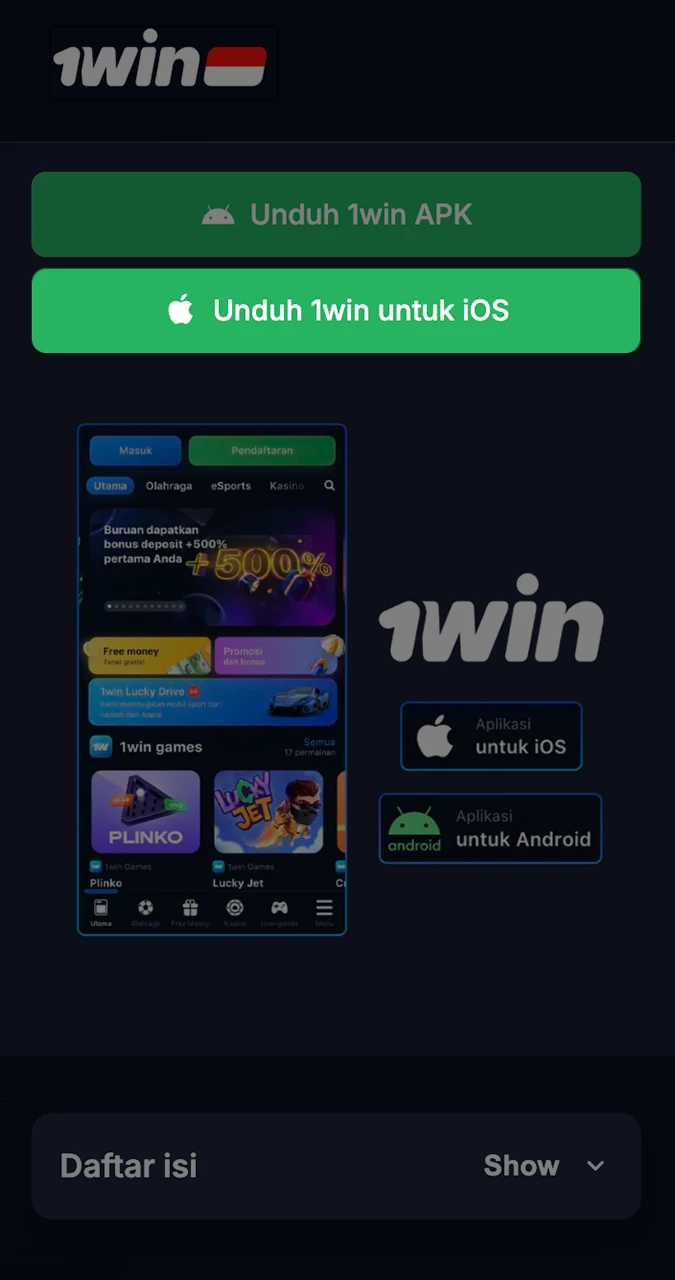 It only takes a few clicks to install the 1win app.
