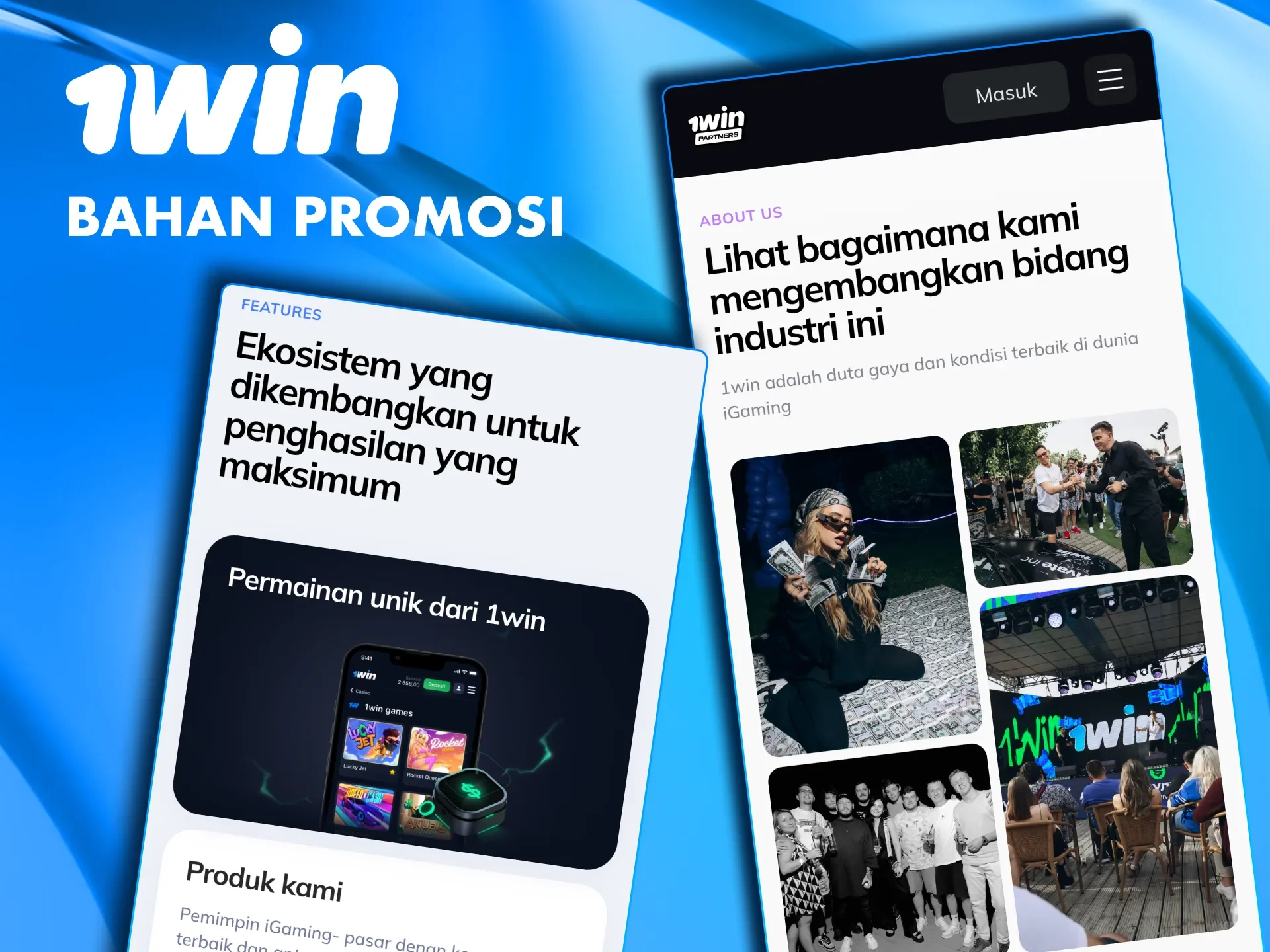 Materi pemasaran 1win membantu mitra menarik lebih banyak pemain.
