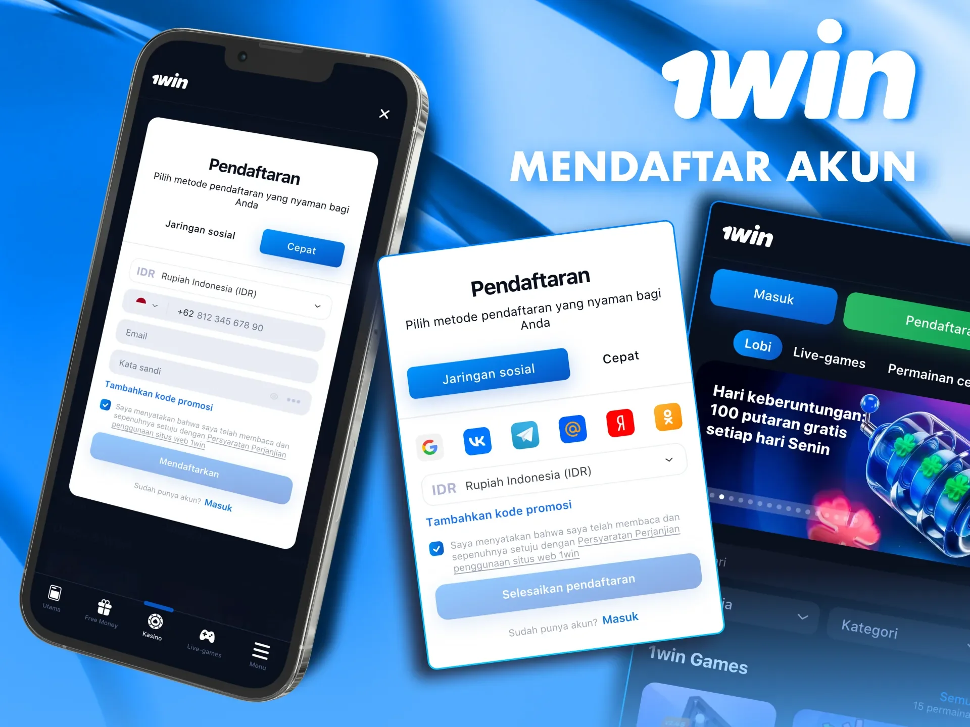 Daftar di aplikasi 1win hanya dengan beberapa klik.