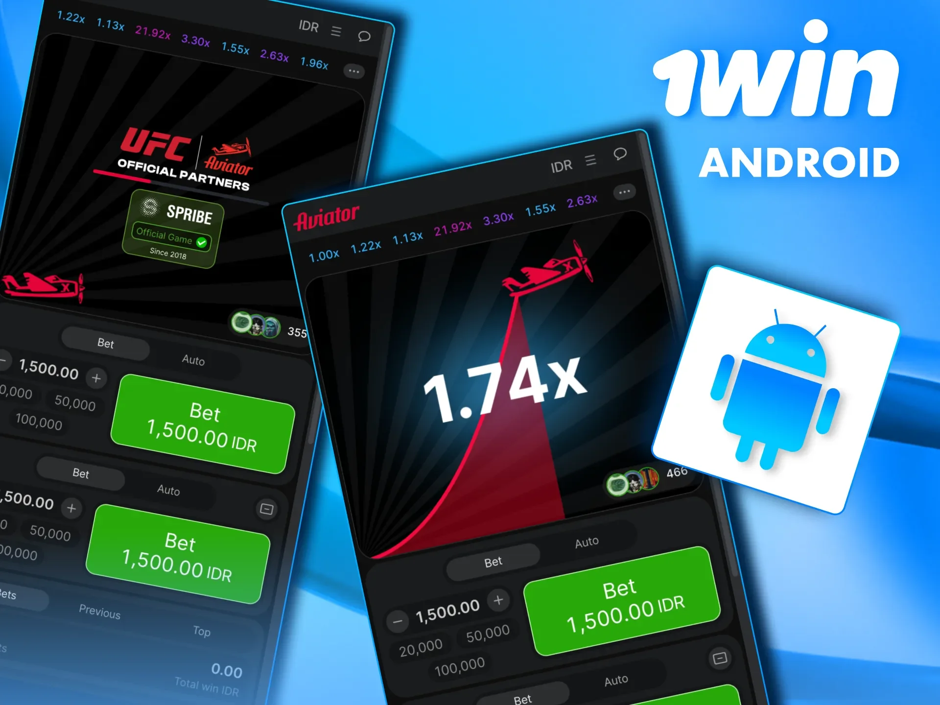 Unduh Aviator di 1win dengan APK resmi untuk Android.