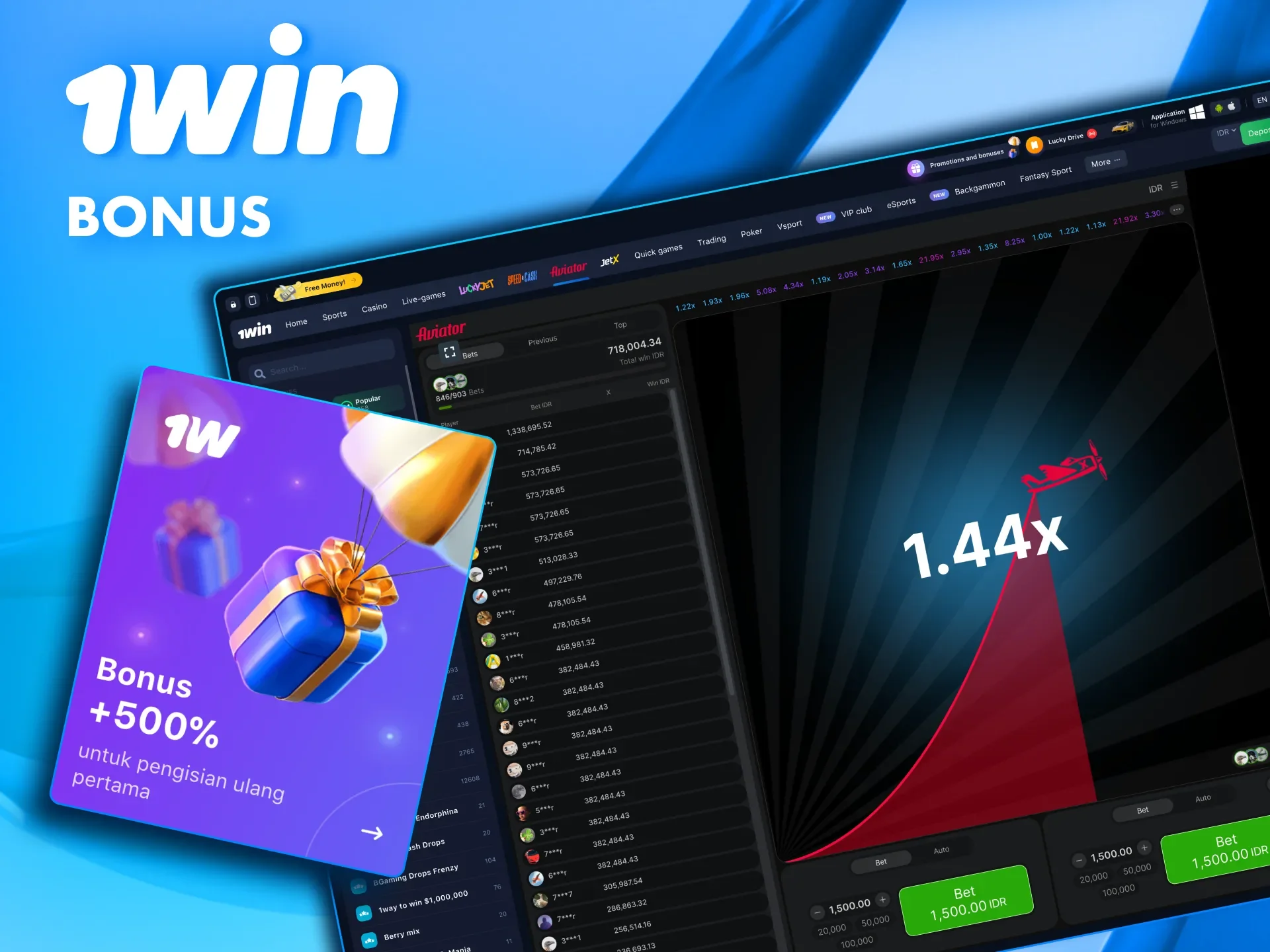 Nikmati keuntungan ekstra dengan bonus Aviator di 1win.