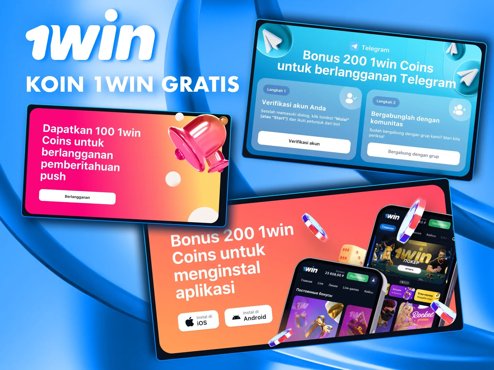 Cari tahu cara mendapatkan koin dari 1win.