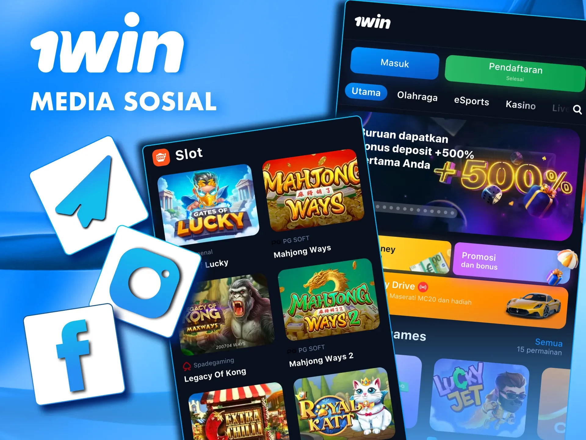 Ikuti 1win di Telegram, Facebook, Instagram untuk berita terbaru.