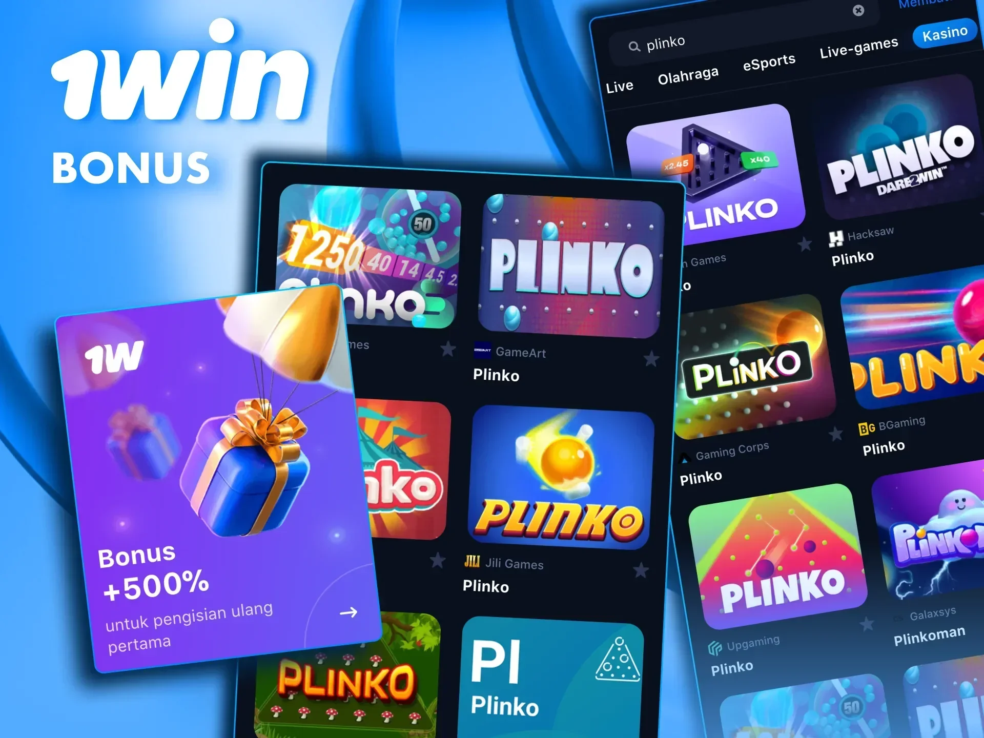 Plinko at 1win features 4 bonus stages with a huge total.