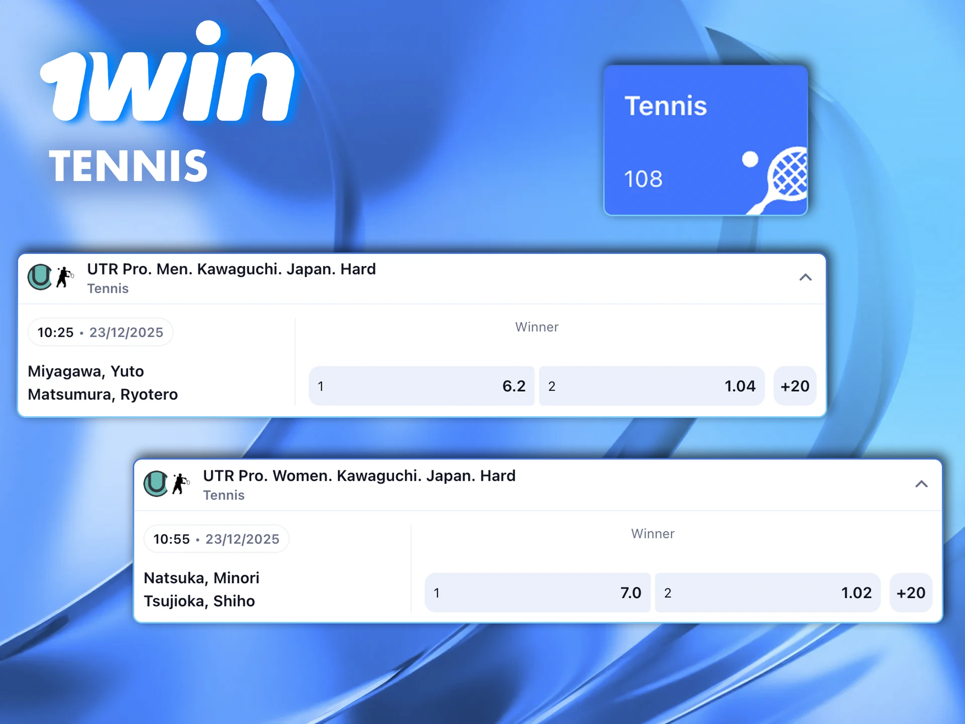 Watch the world's best tennis players compete and make your predictions on the 1win website.