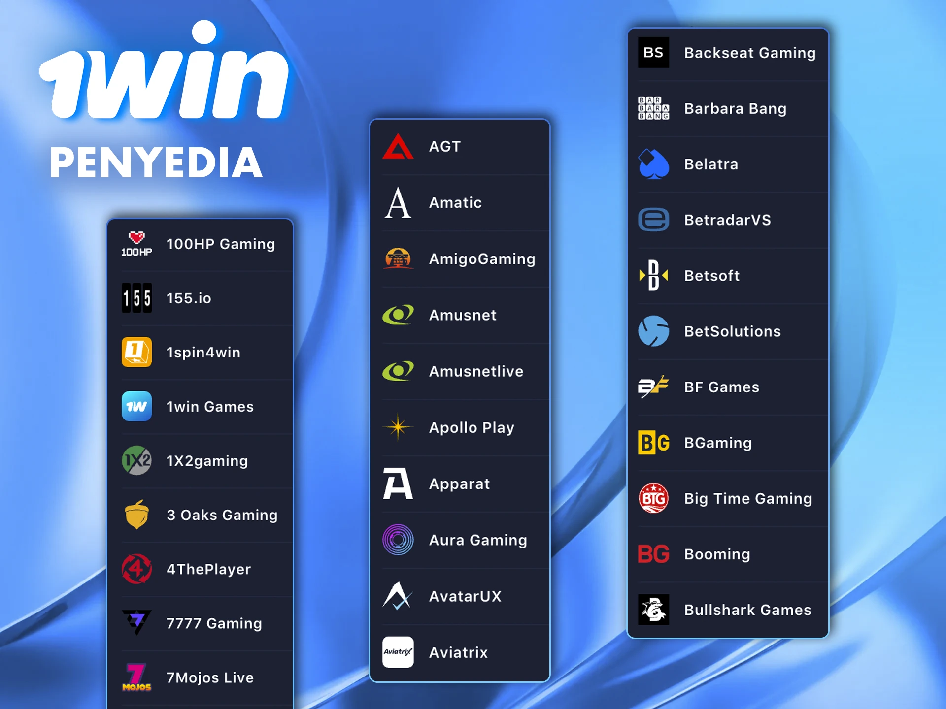 Baca dan pilih penyedia terbaik yang tersedia di situs web 1win.