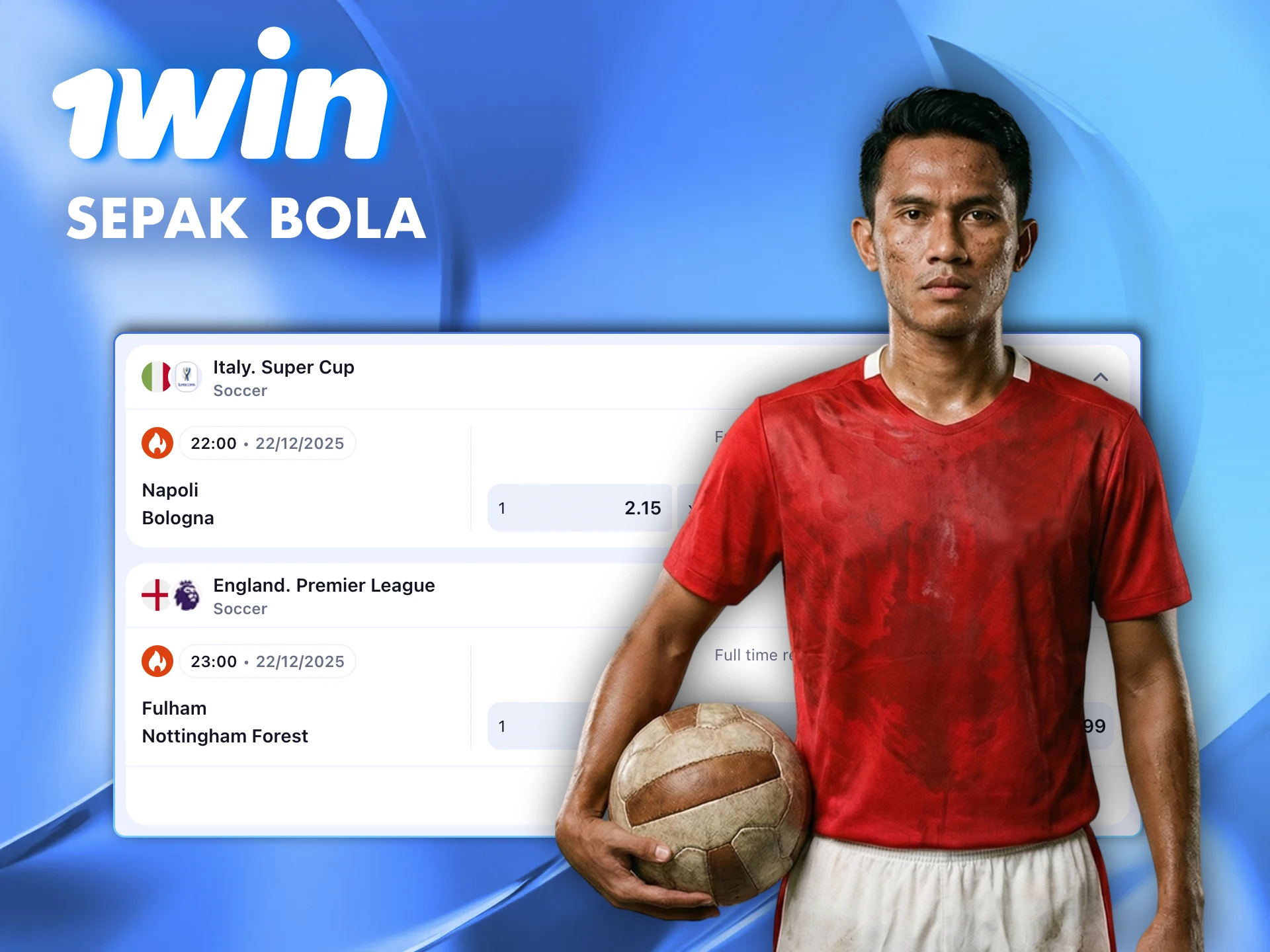 Pasang taruhan Anda di 1win pada 5 liga sepak bola terbaik.